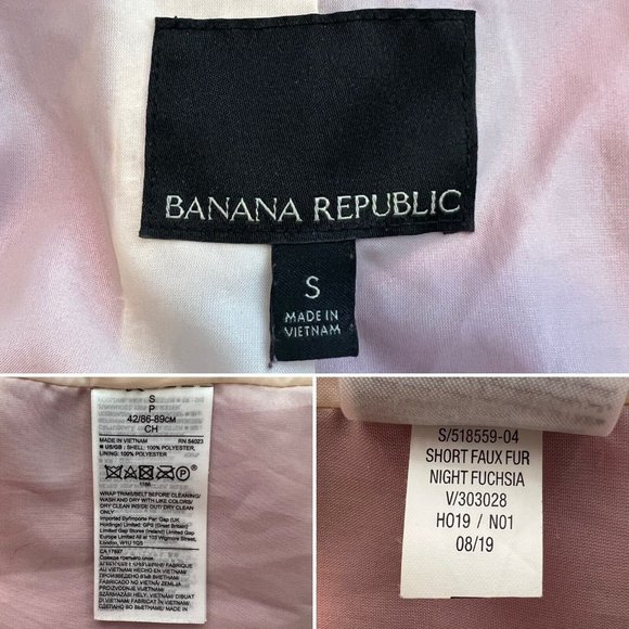 Banana Republic Faux Fur Bomber Jacket Size S Fuchsia Pink Teddy Coat Full Zip - Picture 11 of 11